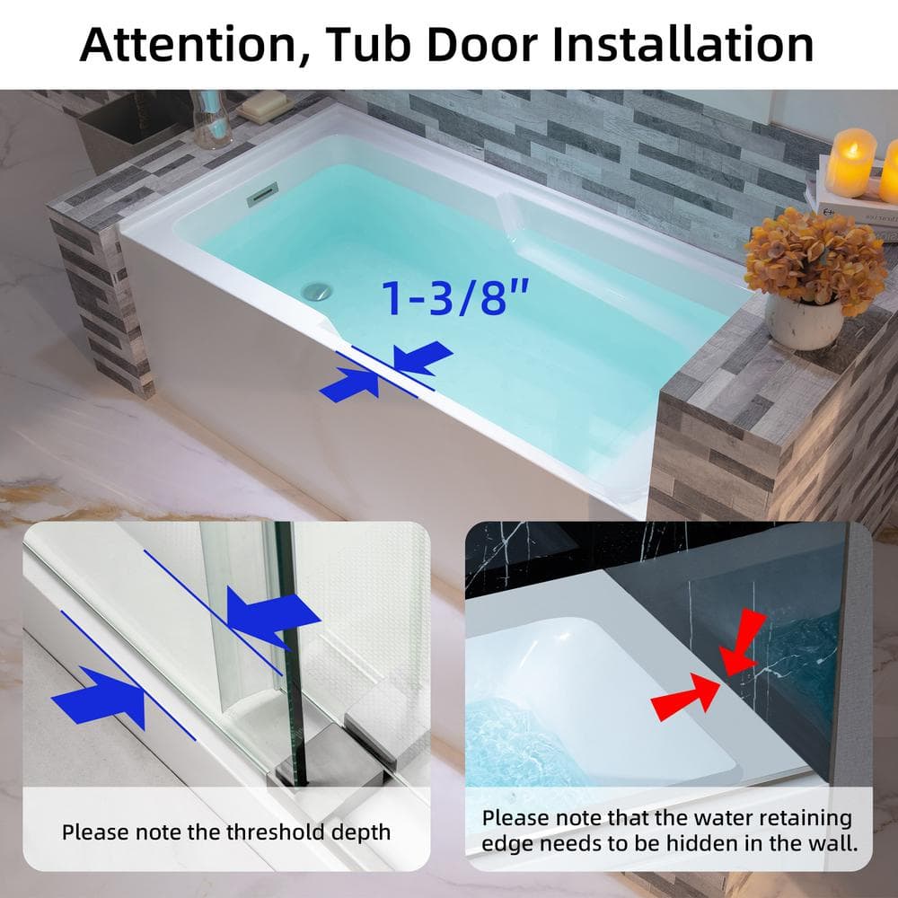 Flint 60'' x 30'' White Acrylic Alcove Soaking Bathtub