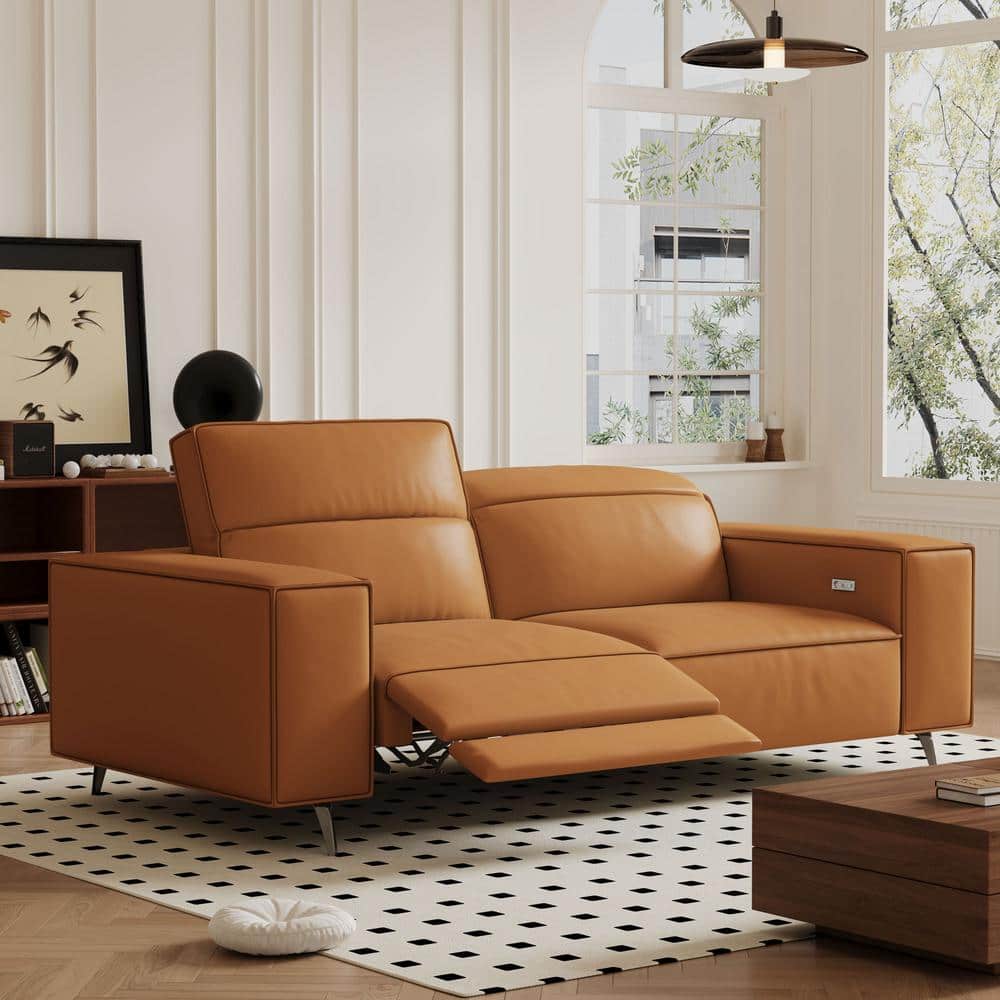 THE RIGHT PATH 76.77 in. Square Arm Faux Leather Square Sofa THE RIGHT PATH 76.77 in. Square Arm Faux Leather Square Sofa