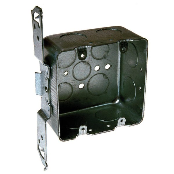 RACO 4 in. W x 2-1/8 in. D Gray 2-Gang Drawn Switch Box with Three 1/2 in. KO's, Eight 3/4 in. KO's and TS Bracket, 1-Pack