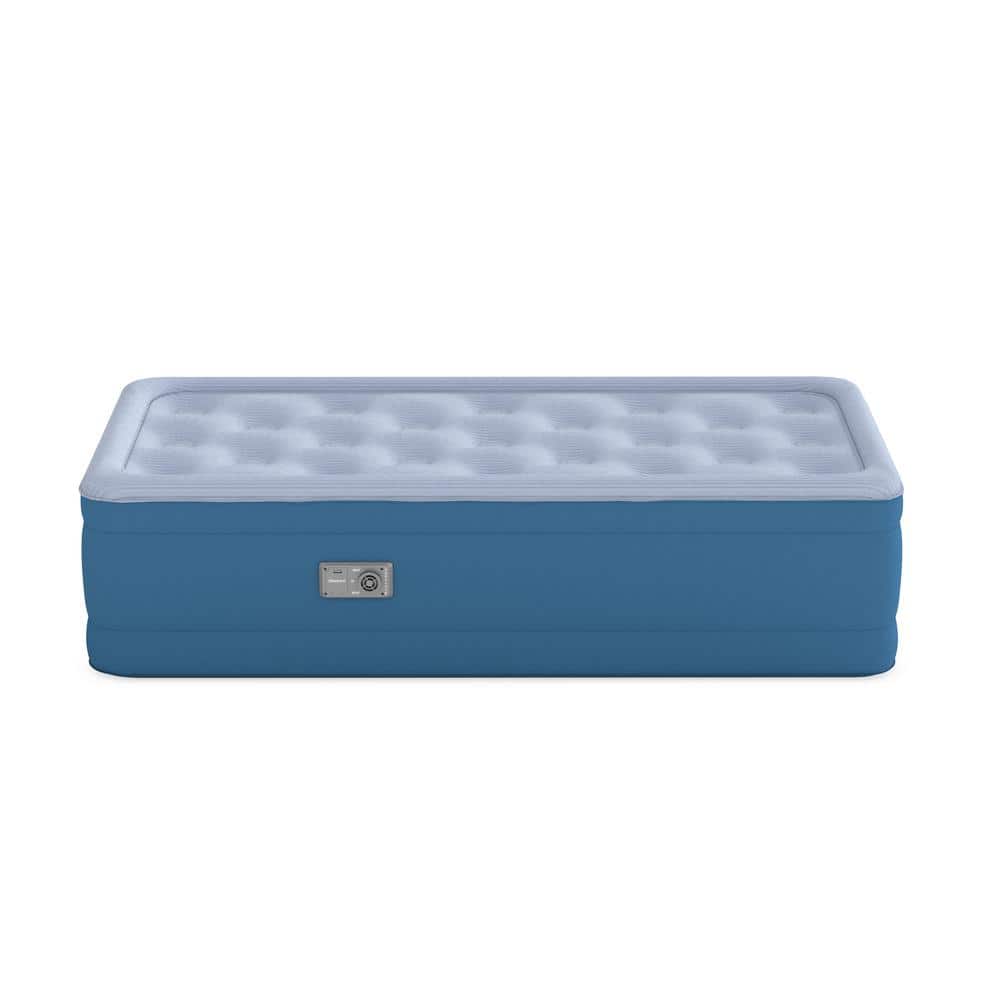 Beautyrest Twin Blue Vinyl 17" Raised Air Mattress with Built-in Pump