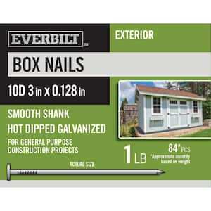 10D 3 in. Box Nails Hot Dipped Galvanized 1 lb (Approximately 84 Pieces)