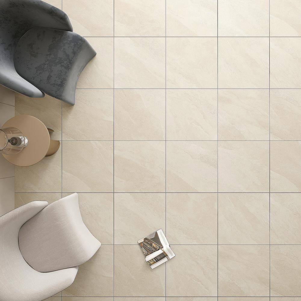 Hurricane 24" x 24" Beige Glazed Porcelain Floor and Wall Tile