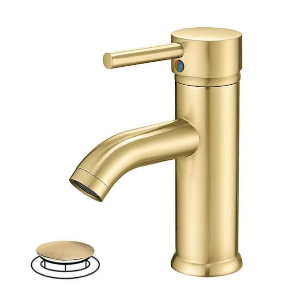 BWE Single Hole Single-Handle Bathroom Faucet in Brushed Gold