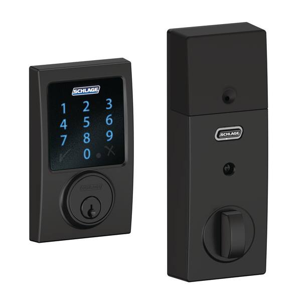 Schlage Century Matte Black Connect Smart Door Lock with Alarm