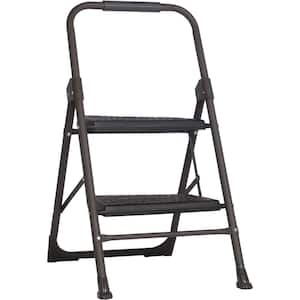 2-Step 7.5 ft. Reach Ladder Folding Steel Step Stool with Wide Anti-Slip Pedal