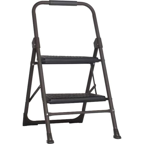 Amucolo 2-Step 7.5 ft. Reach Ladder Folding Steel Step Stool with Wide Anti-Slip Pedal
