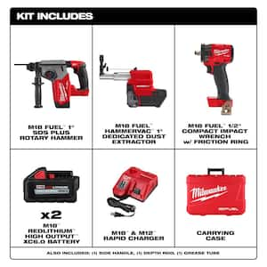 M18 FUEL 18V Lith-Ion Brushless 1 in. Cordless SDS-Plus Rotary Hammer w/2 Batteries & M18 FUEL 1/2 in. Impact Wrench