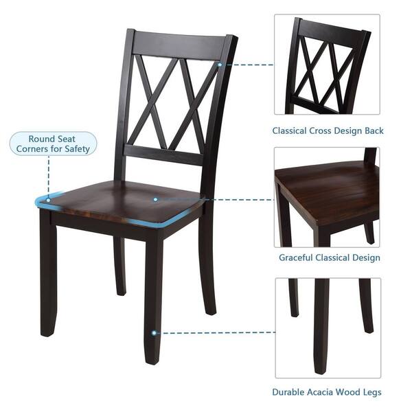 Qualfurn Regan 5 Piece Wood Top Black And Cherry Dining Table Set With Armless Chair Dtp000088b Cherry Dining Table Set, Maddox Crossing Dining Table