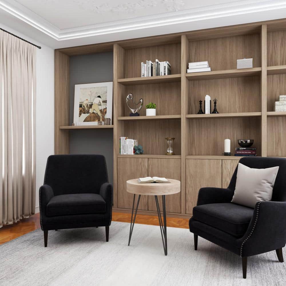 Elegant Round 20" Wood and Metal Accent Table in Brown