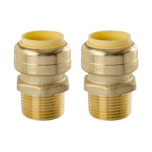 3/4 in. Push-Fit x 3/4 in. Male Pipe Thread Brass Coupling (2-Pack)