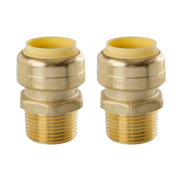 LittleWell 3/4 in. Push-Fit x 3/4 in. Male Pipe Thread Brass Coupling (2-Pack)