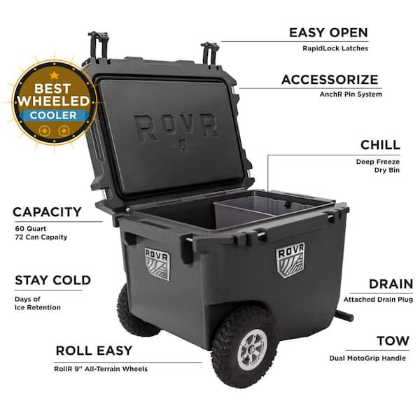 RovR RollR 60 qt. Wheeled Hard Cooler with Tow Handle (Granite) R