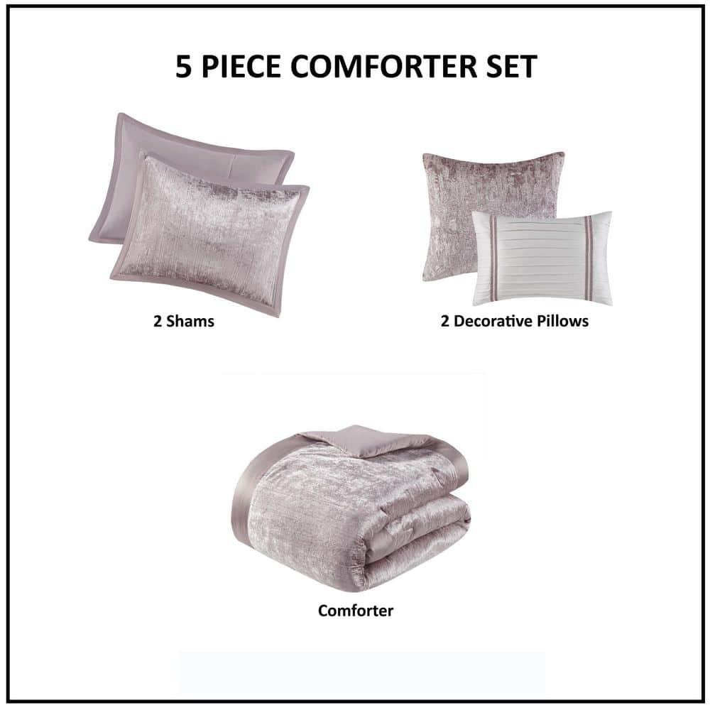 Blush Velvet Full Down Alternative 5-Piece Bedspread Set