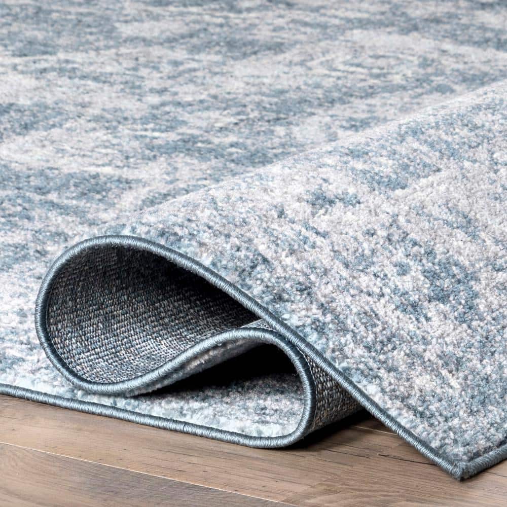 Blue 4' x 6' Synthetic Medallion Reversible Area Rug