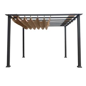 Florence 11 ft. x 16 ft. Grey Aluminum Structure Pergola with Cocoa Canopy