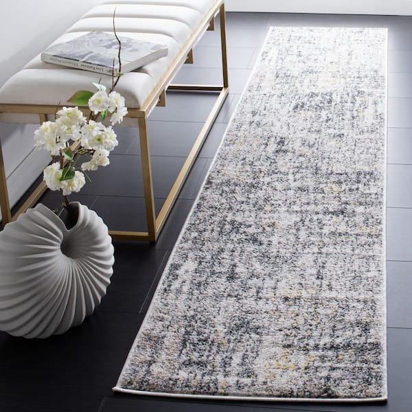 Toscana 2 ft. x 9 ft. Ivory/Gray Distressed Marble Runner Rug