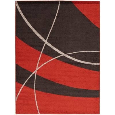 357082 Bordered Red Area Rug 3'4 x 4'11 eCarpet Gallery 