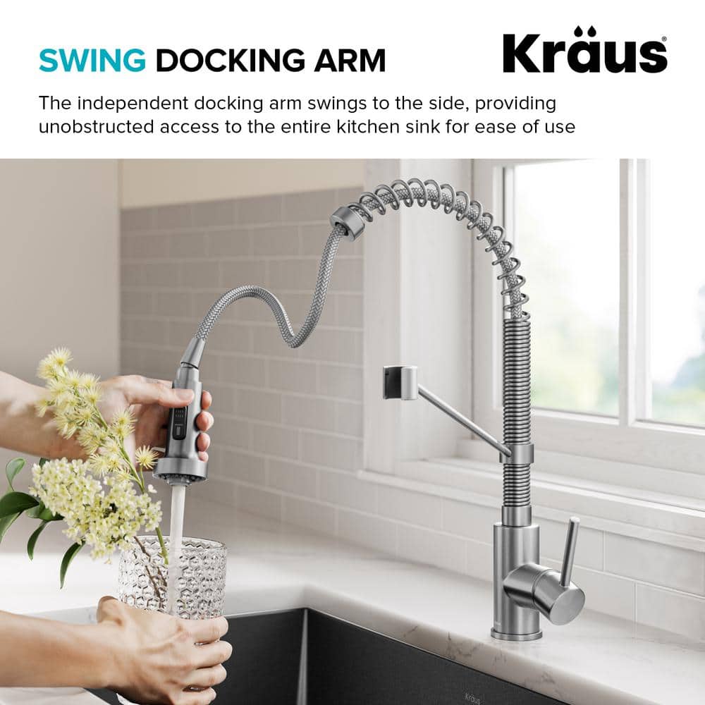 Matte Black Commercial Style Pull-Down Kitchen Faucet with Spray