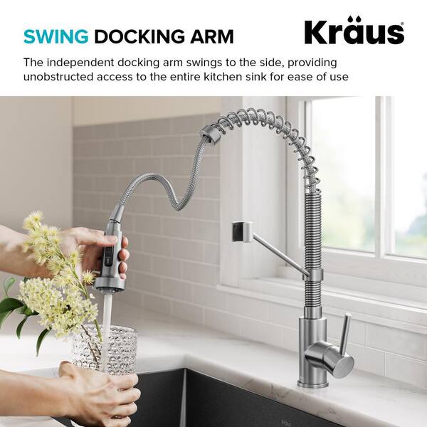 Kraus Bolden Matte Black 1-Handle Deck-Mount Pull-Down Handle Kitchen Faucet Kraus Bolden Matte Black 1-Handle Deck-Mount Pull-Down Handle Kitchen Faucet