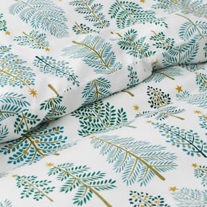 Company Cotton Teal Yule Tree Queen Velvet Flannel Duvet Cover