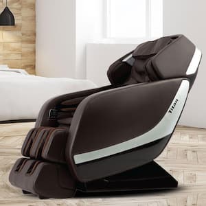 Jupiter XL Series Brown Faux Leather Reclining 3D Massage Chair with 3D L-Track, Bluetooth Speakers, XL Height Capacity