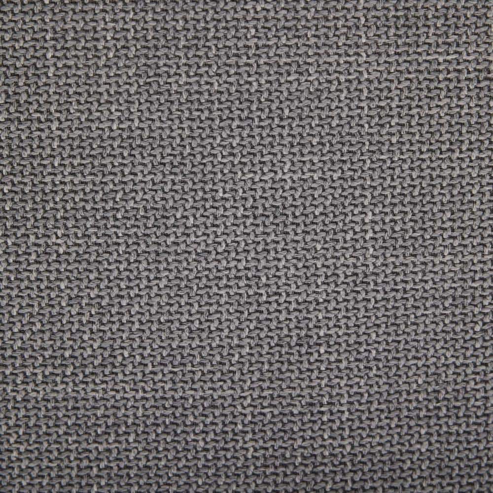 Gray Linen Upholstered Low Back Arm Chair with Metal Legs