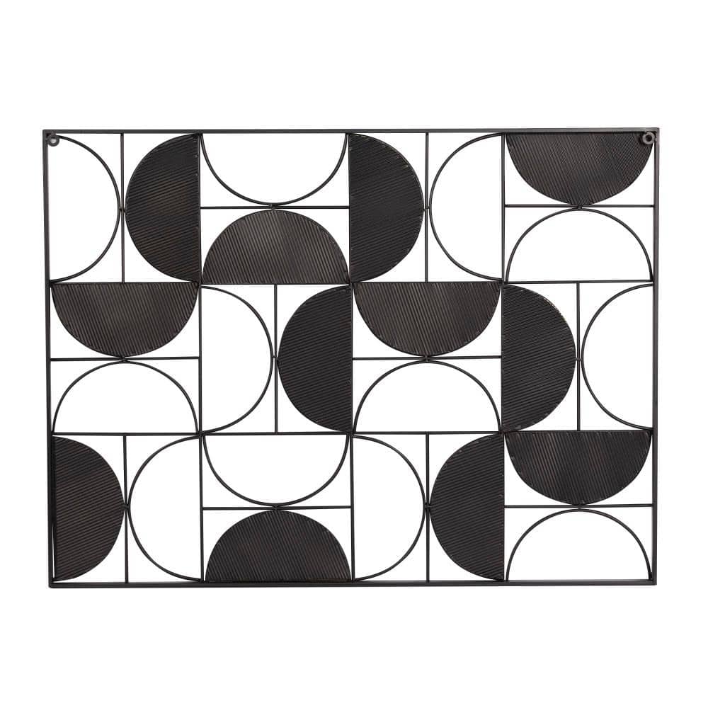 Black and Gold Geometric Half Moon Metal Wall Art
