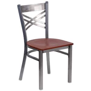 Hercules Cherry Wood Seat/Clear Coated Metal Frame Side Chair