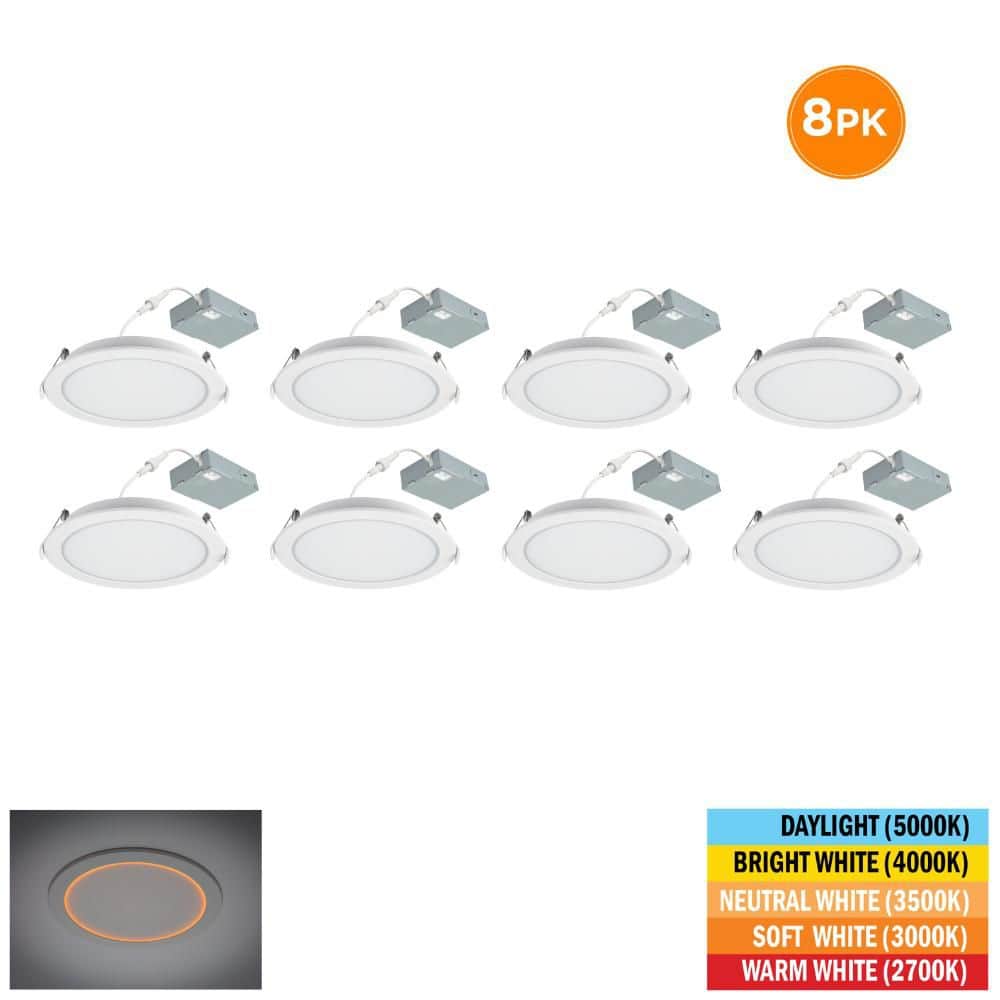 6 in. Canless Downlight Integrated LED Recessed Light Trim Inner Ring Facing Night Light Feature Adjustable CCT (8-Pack) price history on PriceWatchPro