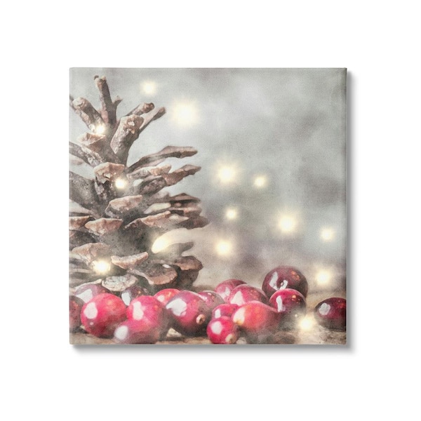 Stupell Industries Woodland Holiday Pinecone by LSR Design Studio 1-Piece Unframed Graphic Print Animal Poster Art Print 17 in. x 17 in.