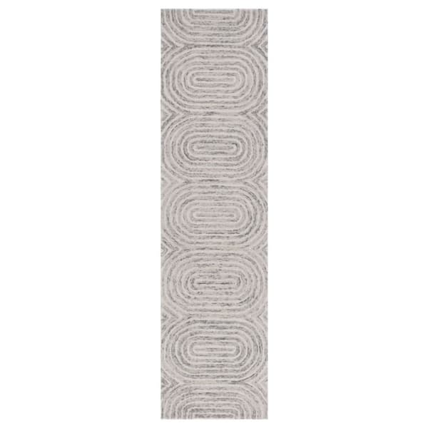 Trace 2 ft. x 9 ft. Gray/Ivory Geometric Runner Rug