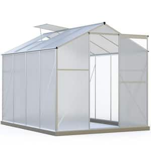 6 ft. x 8 ft. Aluminum Polycarbonate Portable Walk-In Garden Greenhouse with Rooftop Vent and UV-Resistant Walls, Sliver