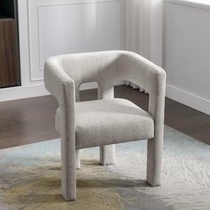 24.80 in. W Contemporary Linen Wood Frame Accent Chair,Arm Chair Dining Chair for Living Room, Gray
