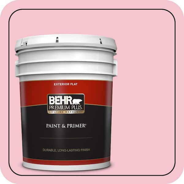 BEHR PREMIUM PLUS 5 gal. #P150-2 Energetic Pink Flat Exterior Paint & Primer