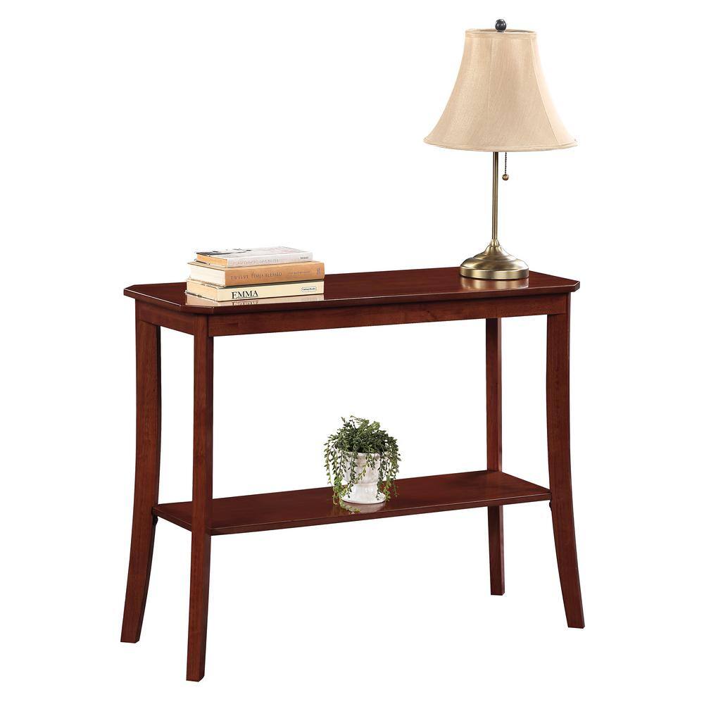 Mahogany Wood Console Table with Storage Shelf