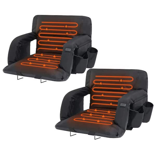 2-Pack 21 in. Cation Heated Stadium Seat with 3 Heating levels, Portable 6 Reclinng Positions Stadium Seat