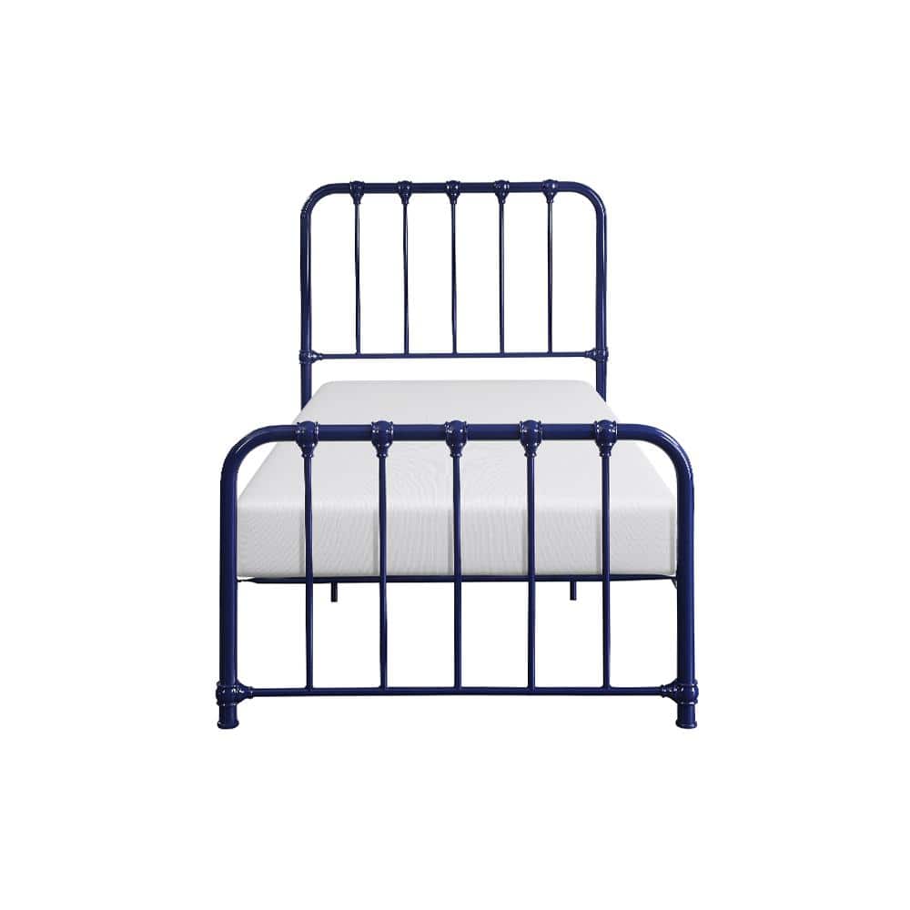 Bethany Twin Royal Blue Metal Platform Bed with Headboard