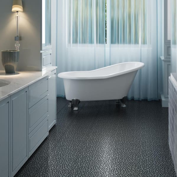 1 ft. x 1 ft. Quick Deck PVC Plastic Interlocking Deck Tile in Black Pebble Grain (60 sq. ft. per Box)