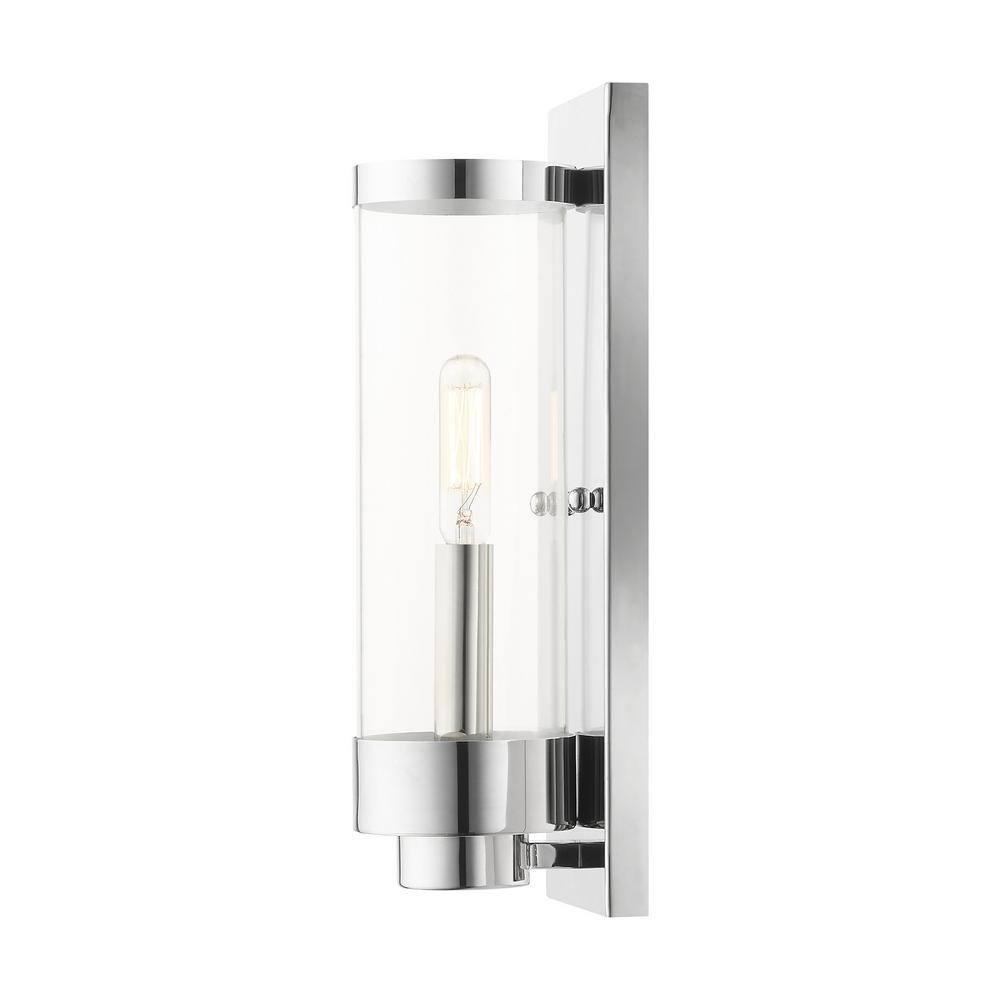 Polished Chrome Clear Glass Outdoor Wall Lantern