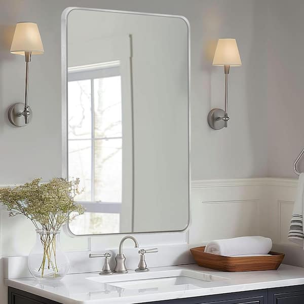 30 in. W x 40.2 in. H Rectangular Aluminum Frame Square Silver Wall Mirror