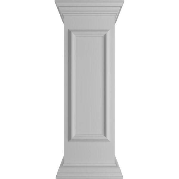 Ekena Millwork Straight 40 in. x 12 in. White Box Newel Post with Panel, Flat Capital and Base Trim (Installation Kit Included)