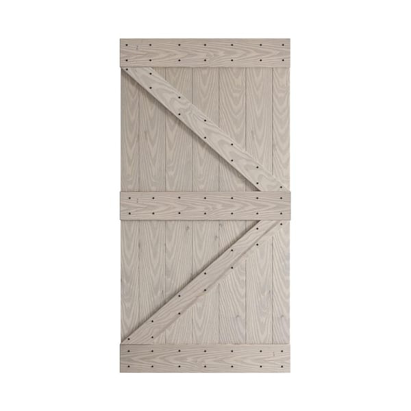 COAST SEQUOIA INC Coast Sequoia Embossing K Series 42 in. x 84 in. Light Gray Knotty Wood Sliding Door Slab