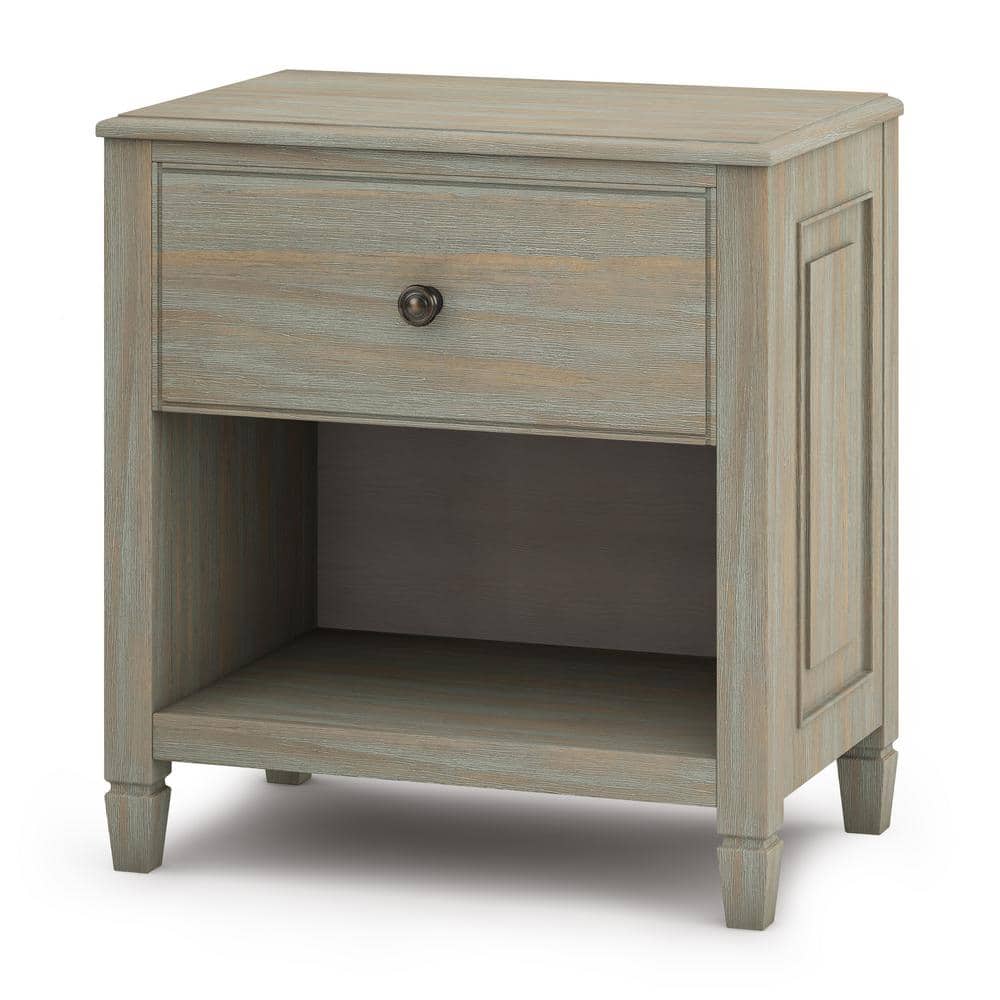 Connaught Distressed Gray Solid Wood Traditional Nightstand with 2 Drawers