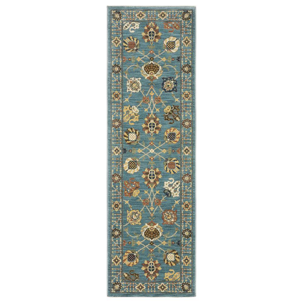 AVERLEY HOME Fleetwood Blue/Multi-Colored 2 ft. x 8 ft. Oriental Floral ...
