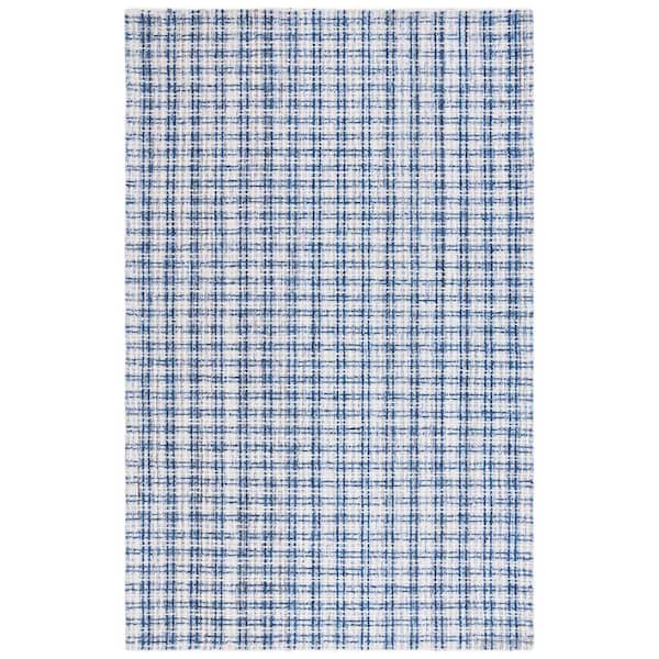 SAFAVIEH Abstract Blue/Ivory 5 ft. x 8 ft. Modern Plaid Area Rug