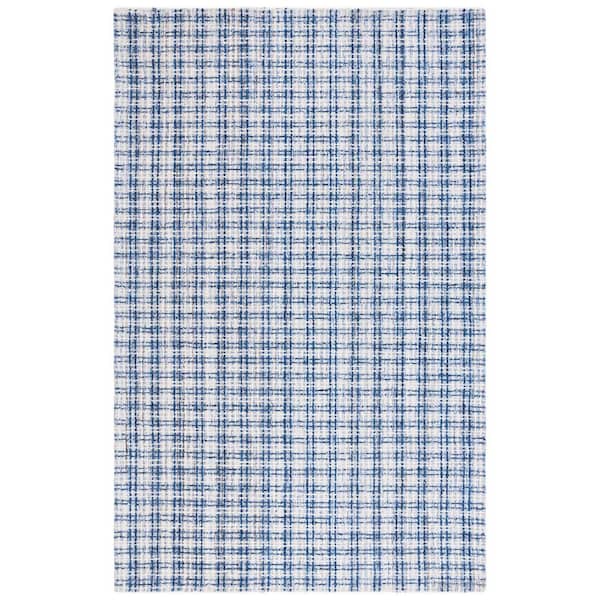 SAFAVIEH Abstract Blue/Ivory 9 ft. x 12 ft. Modern Plaid Area Rug
