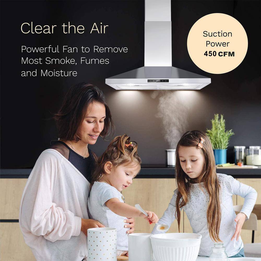 30-Inch Stainless Steel Wall Mounted Range Hood with Touch Control