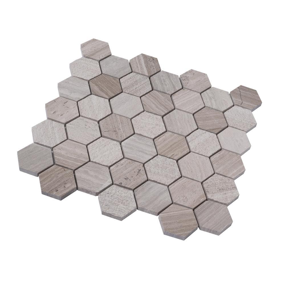 Gray Hexagon Marble Polished Mosaic Tile 12x12
