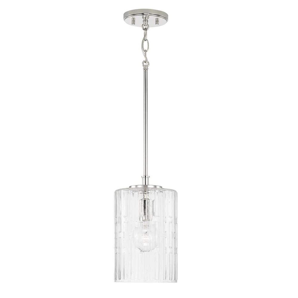 Emerson 100-Watt 1-Light Polished Nickel Pendant Light with Embossed Seeded Glass and No Bulbs Included price history on PriceWatchPro