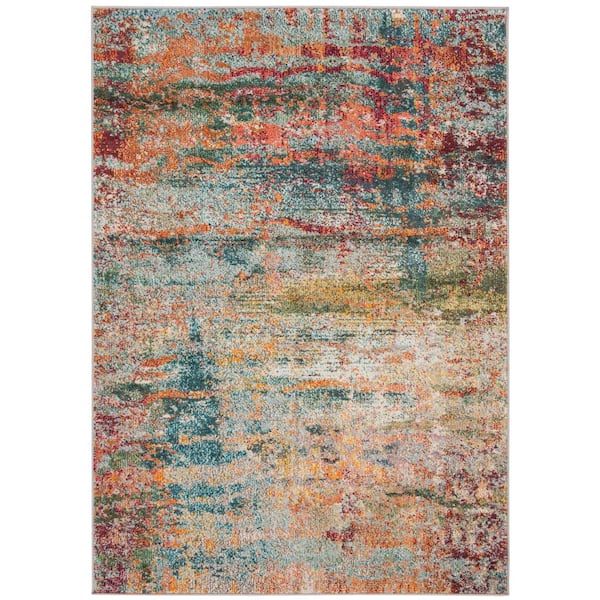 Monaco Teal/Orange 4 ft. x 6 ft. Abstract Area Rug